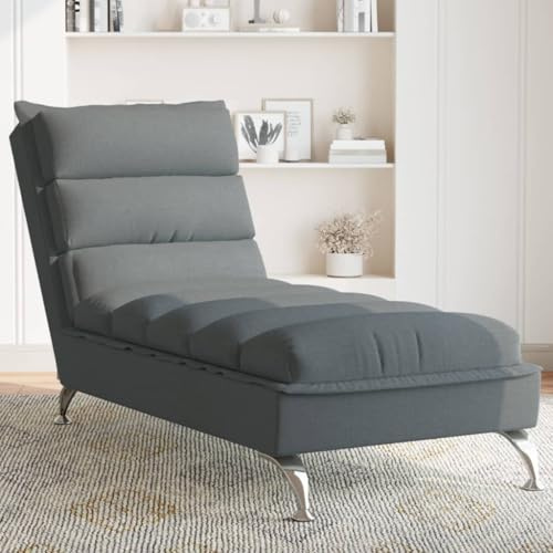 Bendmaxx Chaiselongue Recamiere mit Kissen Dunkelgrau, Stoff 100 Polyester, verchromte Metallbeine, 133,5 x 56 x 74 cm, 110 kg Belastbarkeit, fürs Wohnzimmer