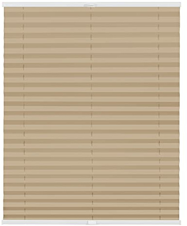 Lichtblick Plissee Klemmfix nach Maß, ohne Bohren, verspannt, Hitzeschutz, Blickdicht, Made in Germany, Thermoplissee - Beige 105 cm x 130 cm (B x L)