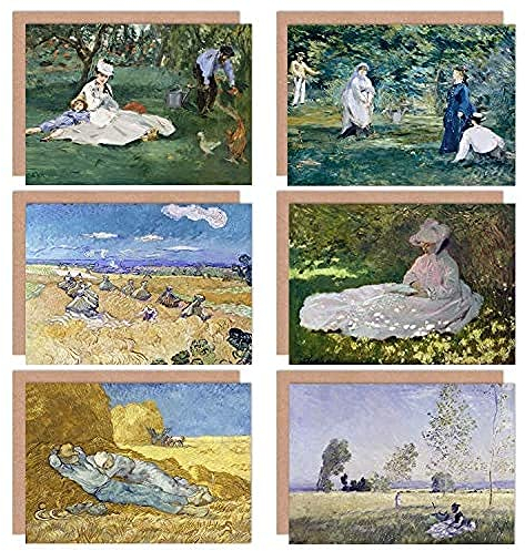 Artery8 Monet Manet Van Gogh Spring Summer Fields Landscape Mixed Fine Art Greeting Card Pack of 6 Frühling Sommer Feld Landschaft