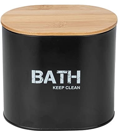 WENKO Badbox mit Deckel Gara Schwarz - Aufbewahrungsbox, Badkorb Fassungsvermögen: 1.092 l, Stahl, 14.5 x 13.5 x 10.5 cm, Schwarz