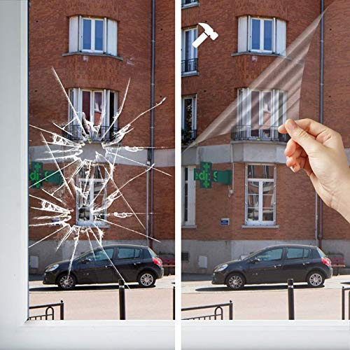 DIMEXACT Sicherheitsfolie Einbruch-, Splitter- und Graffitischutz für Fenster, Farblos - 120 My, Breite 0,75 m, Rolle