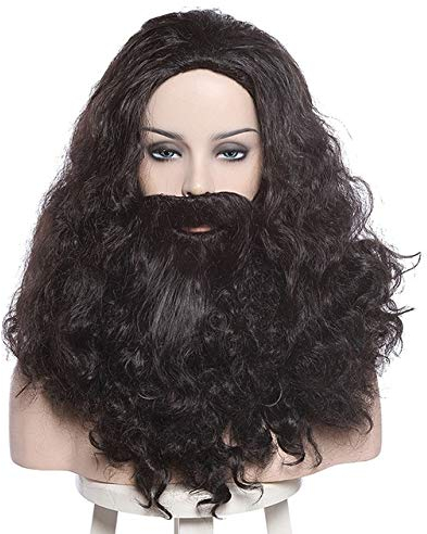 L-email wig Albus Dumbledore Cosplay Wigs Lucius Malfoy Rubeus Hagrid Bellatrix Lestrange Moive Halloween Wig Synthetic Hair 20inches Dark Brown