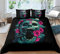AYMAING Bettwäsche Blume Totenkopf Bettbezug Set 135 x 200 cm 2 Teilig Bettbezüge Mikrofaser Bettbezug mit Reißverschluss und 1 Kissenbezug 80x80cm
