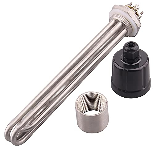 JINGERL DN32 Water Heater Thread 42mm Immersion Heating Element Replacing Booster Heater Tube 3KW 4.5KW 6KW 9KW 380V 12KW (Color : WHITE, Size : 6kw L255MM)