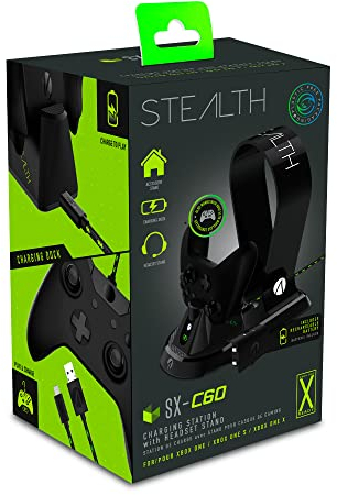 Stealth SX-C60 Estación de Carga en Color Negro, Equipada con Soporte de Cascos Gaming para Xbox One, Incluye una batería Recargable