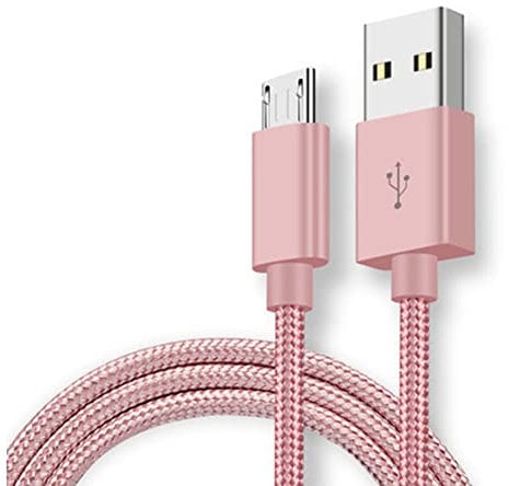 Micro USB Cable, USB to Micro USB Cable Fast Charging Braided Nylon Lead Compatible with Samsung Galaxy S7 Edge S6 S5 J7 J5 J6 J3 Note 5 A6 A10, for Sony,for Huawei, for PS4 -Rose Gold/Pink (3M)