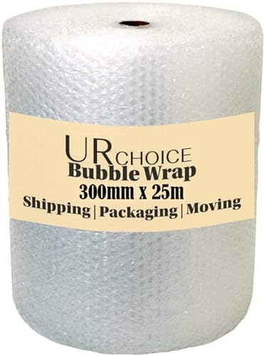 UR CHOICE Bubble Wrap - 300MM X 25M Roll of Premium Quality Polythene Small Bubble Wrap | Thicker & Durable | Ideal for Packaging, Delivering, and Moving Home/Office | Strong Protective