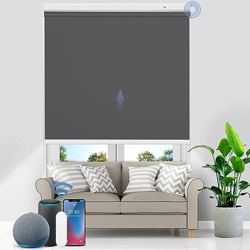 Grandekor Stores Enrouleur Occultant Électriques Rechargeable Isolant Thermique Opaque, Store Occultant avec Moteur & Télécommande, avec ou sans Perçage, Batterie au Lithium, 50l x 150L cm, Gris Foncé