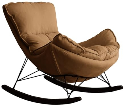 LOERSS Glider Chair,Lounge-schaukelstuhl,Lounge-Stuhl,Veranda-Rocker,Schaukelstuhl,Rocker-liegestuhl Im Freien,Bequemer Relax-schaukelstuhl,Kleiner Sitz Für Schlafzimmer,Wohnzimmer,Büro(Brown)