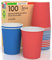 100 Bicchieri in Carta 200ml Mix Party Ecologici Biodegradabili Monouso Made in Italy Asporto Bevande Calde Acqua - MIX di Colori Blu Rosso - Prodotto e Confezionato in Italia