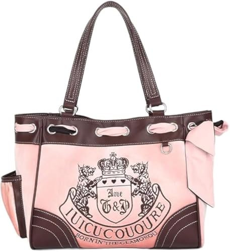 Y2K Damen Vintage Retro Chic Stickerei Samt Schultertasche Große Kapazität E-Girls Tote Taschen Einkaufshandtaschen, Pink