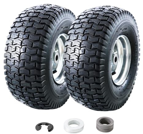 MZREXN Neumáticos y conjunto de rueda para cortacésped 15x6.00-6, repuesto de neumáticos delanteros, compatible con cortacéspedes John Deere y más cortacéspedes de montar, tractores de césped, 4 capas