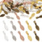 PandaHall 50pcs Glue-on Flat Pad Bails Leaf Bails Pendants Cabochon Pinch Bails Connector Hanger Pendant for Earring Necklace Jewelry Making