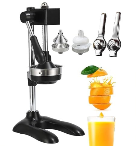 forplubossmmp Exprimidor Manual De Grado Comercial | Exprimidor De Sobremesa para Jugo De Naranja Fresco Incluye 2 Moldes Y 2 Exprimidores Pequeños Exprimidor De Cítricos para Limón Y Sandía,Black