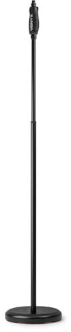 VONYX MS110 Round Base Microphone Stand – Heavy Duty Mic Stand with One-Hand Height Adjustment, Stable Weighted Base, Black Metal Tube, Includes 3/8 & 5/8 Adapters for Studio & Live Use