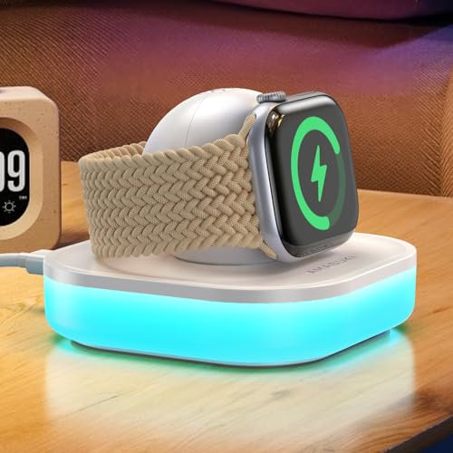 Wireless Charging Stand for Apple Watch, Portable Magnetic Charging Dock Fast Charger for iWatch, Charging Station for Apple Watch Series 10 9 8 7 SE 6 5 4 3 2/Ultra 2-White
