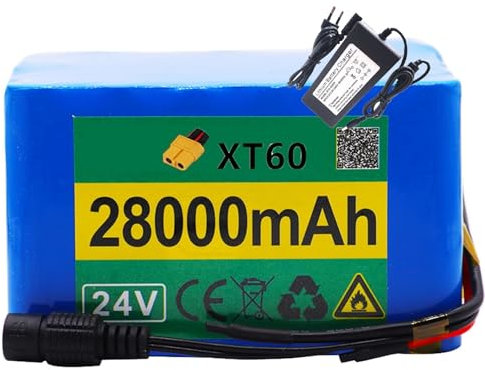 E-Bike Fahrrad Pedelec Akku 24V 28Ah Wiederaufladbarer Faltrad Ersatzakku Lithium-Ionen Akku Für 0-800W Motor XT60 Plug,24V 28Ah