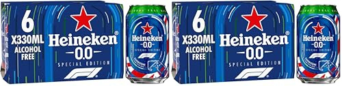 Heineken 0.0 Alcohol Free Beer Cans, 6x330 ml (Pack of 2)