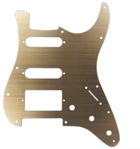 Pickguard en métal avec 11 trous pour guitare électrique Stratocaster, plaque anti-rayures compatible avec micro SSH, bouclier en aluminium (doré)