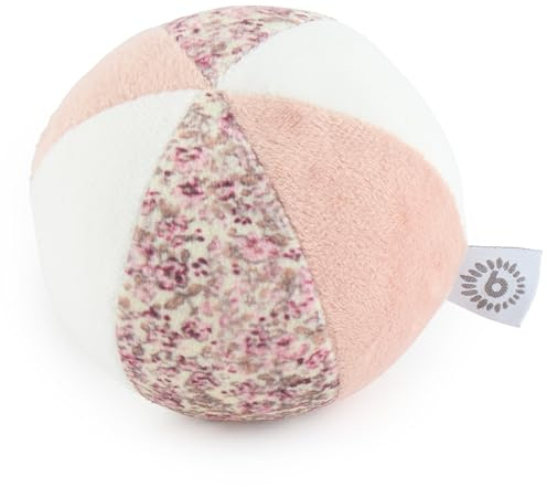 Bieco Softball Fußball mit Rassel | Ø 10 cm | Stoffball Baby mit Rassel | weicher Plüschball | kleiner Greifball Baby Spielzeug | Kleinkind Rasselball