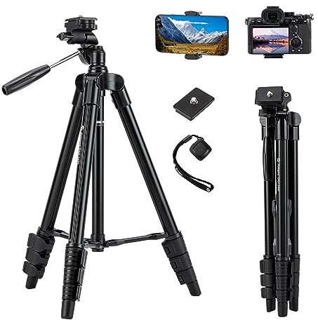 Fotopro Treppiedi Fotocamera cavalletto Cellulare da 48 pollici, Treppiede leggero, Treppiedi per smartphone con supporto per cellulare per iPhone Canon Nikon Pentax Olympus Samsung