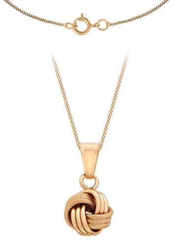 CARISSIMA Women's 9 ct Rose Gold Knot Pendant on Curb Chain of Length 46 cm