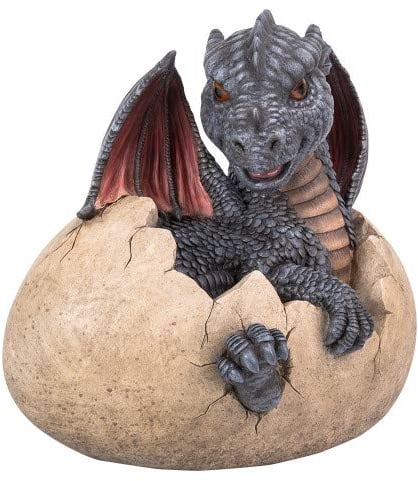 Pacific Giftware Gartenfigur Bunter Drache Feo schlüpft aus Ei 25 cm - Fantasy Garten Deko Figur Statue