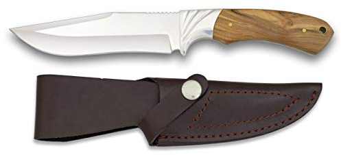 Cuchillo Caza Mango Olivo para Caza, Pesca, Camping, Outdoor, Supervivencia y Bushcraft Albainox 32358 + Portabotellas de regalo