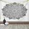 ABAKUHAUS Stoff Wandteppich, Mandala-Kunst Schwarz Weiß aus Weiches Mikrofaser Stoff Waschbar ohne Verblassen Digitaldruck, 150 x 110 cm, Schwarz und Weiß