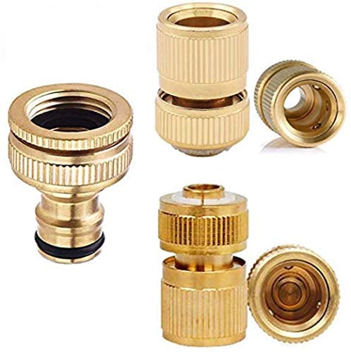 CT Verbindungsstück für Gartenschlauch, Messing (3-teilig), Verbindungs-Set für Wasserschlauch, Schnellkupplungen für Schlauch