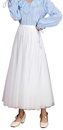 Carolilly Gonna in Tulle Tutu Gonne Vintage da Donna Tutu Balletto sotto Stile Anni '50 Gonna Tulle Donna Lunga Rosa Nero