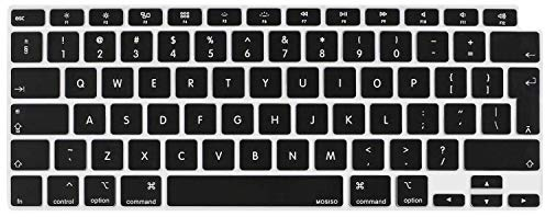 MOSISO Keyboard Cover Only Compatible with MacBook Air 13 inch 2022 2021 2020 M1 A2337 A2179 Retina Display with Touch ID Backlit Magic Keyboard, Waterproof Protective Silicone Skin, Black