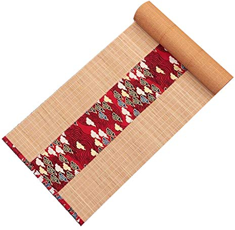 MMQGQ Tischläufer Aus Bambus, Tischmatte Aus Japanischer Baumwolle, Tischdecke Mit Couchtischdekor, Rutschfestes Isolations-Tischset, Rot/Breit, 12 Zoll(Size:30×90cm)