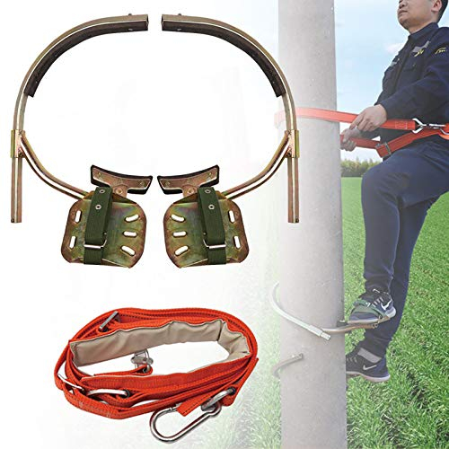 Steigeisen für Bäume, rutschfest Baum Kletterausrüstung Set mit Sicherheitsgurt, Rostfreier Stahl Steigeisen Baumsteigeisen für Klettern Jagdbeobachtung Obst Pflücken,400model