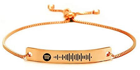 Jinlinjew Braccialetto personalizzato con codice Spotify per donna uomo, braccialetto con canzoni incise Braccialetto regolabile con musica Spotify scansionabile per regalo di coppia