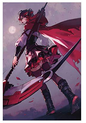 RWBY Ruby Rose Anime Leinwand-Poster, Wandkunst, Deko, Bild, Gemälde für Wohnzimmer, Schlafzimmer, Dekoration, 30 x 45 cm, ohne Rahmen