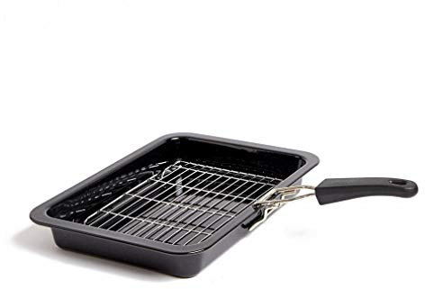 Quest Enamel Folding Handle Non-Stick Grill Pan, Black, One Size