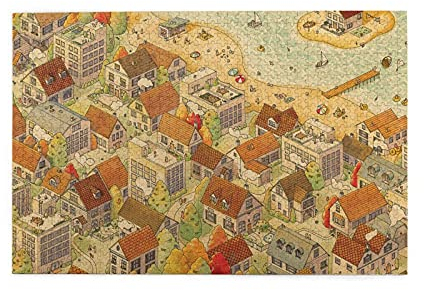 VJSDIUD The Sunny City 1000 Teile Puzzle Pädagogisches intellektuelles Dekompressionsspaß Spiel Dekompressionsspielzeug Geschenk Familie Dekoration Family