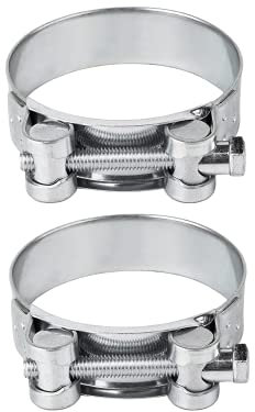 (Pack of 2 pcs) Pipe 52-55 mm Strong Reinforced Pipe Clamps, Galvanized Steel Tube Hose Clamp Fasteners (2 pcs, 52-55 mm)