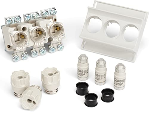 CusoTec Neozed Sicherungssockel D02 Set mit Schraubkappen Sicherungen und Passhülsen 16A/20A/25A/35A/50A/63A (16 Ampere)