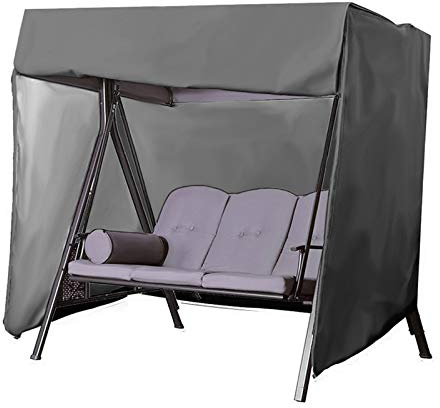 Schwarze Hollywoodschaukel Abdeckung, 2-3 Sitz Gartenschaukel Abdeckung, Mehrere Größen Wasserdichte Anti-UV Heavy Duty 210D Oxford-Gewebe Schaukelstuhl / Hängemattenbezug (2XL 220*145*170cm)