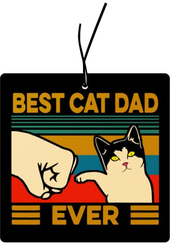 2x Best Cat Dad Duftbaum Auto lustig Katze, Auto Duftspender, Duftbaum Auto tuning, car air freshener, Duftanhänger Auto, Duftbaum Set Auto