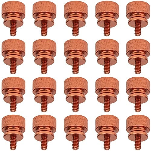 HELIFOUNER 20 Pieces 6-32 Thread, Orange Color Anodized Aluminum Computer Case Thumbscrews, Thumb Screws for Computer Case/Cover/Power Supply/Hard Drives
