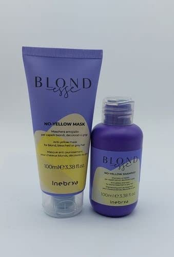 Inebrya | Blondesse - No Yellow Anti-Gelbmaske, feuchtigkeitsspendend, Highlighter, für blondes, gebleichtes oder graues Haar - 100 ml