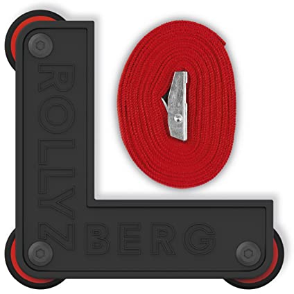 ROLLYZBERG Transport-Rollen - Möbelrollen 2er-Set, Helfer bei Möbeltransporten im Alltag oder beim Umzug, inklusive 2 Zurrgurten und 12 Klebepunkten, max. 50 kg pro Möbeltransport-Rolle, schwarz