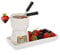 BSTKEY Keramik-Mini-Schokolade, Käse, Fondue-Topf-Set, 150 ml, weißes Teelicht, Kerzenwärmer, Fondue-Set mit 2 Gabeln und 1 rechteckigen Schale für Eiscreme, Butter