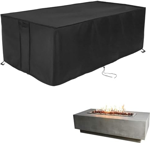 Youlvy Rectangular Fire Pit Cover for Firepit Table, 60 x 28 x 17 Inch | 500D 60 Inch Propane Gas Rectangle Fire Pit Table Cover, Outdoor Waterproof Firepit Table Cover Heavy Duty Fadeproof UV-Anti