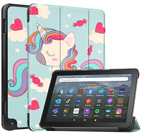 FTRONGRT Hülle für Amazon Fire HD 8 2022 Tablette,Ultradünne, Exquisite Erscheinung,mit Standfunction,für Amazon Fire HD 8 2022 Tablette -Einhorn