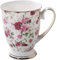 FülleMore Kaffeebecher Premium Porzellan Kaffeetasse Blumenmuster 300ml Trinkbecher mit Henkel Geschenk Keramiktasse für Tee Kaffee Milch Kakao Cappuccino Latte (Rosenblumen)