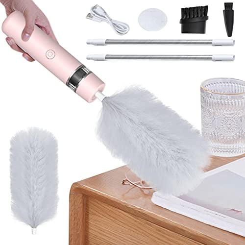 Fowybe Spolverino Elettrico Rotante,Spolverini Lavabili per la Pulizia - Accessori per la Pulizia dello spolverino Automatico a 360° Spazzola per spolverino Collettore di Polvere Rotante